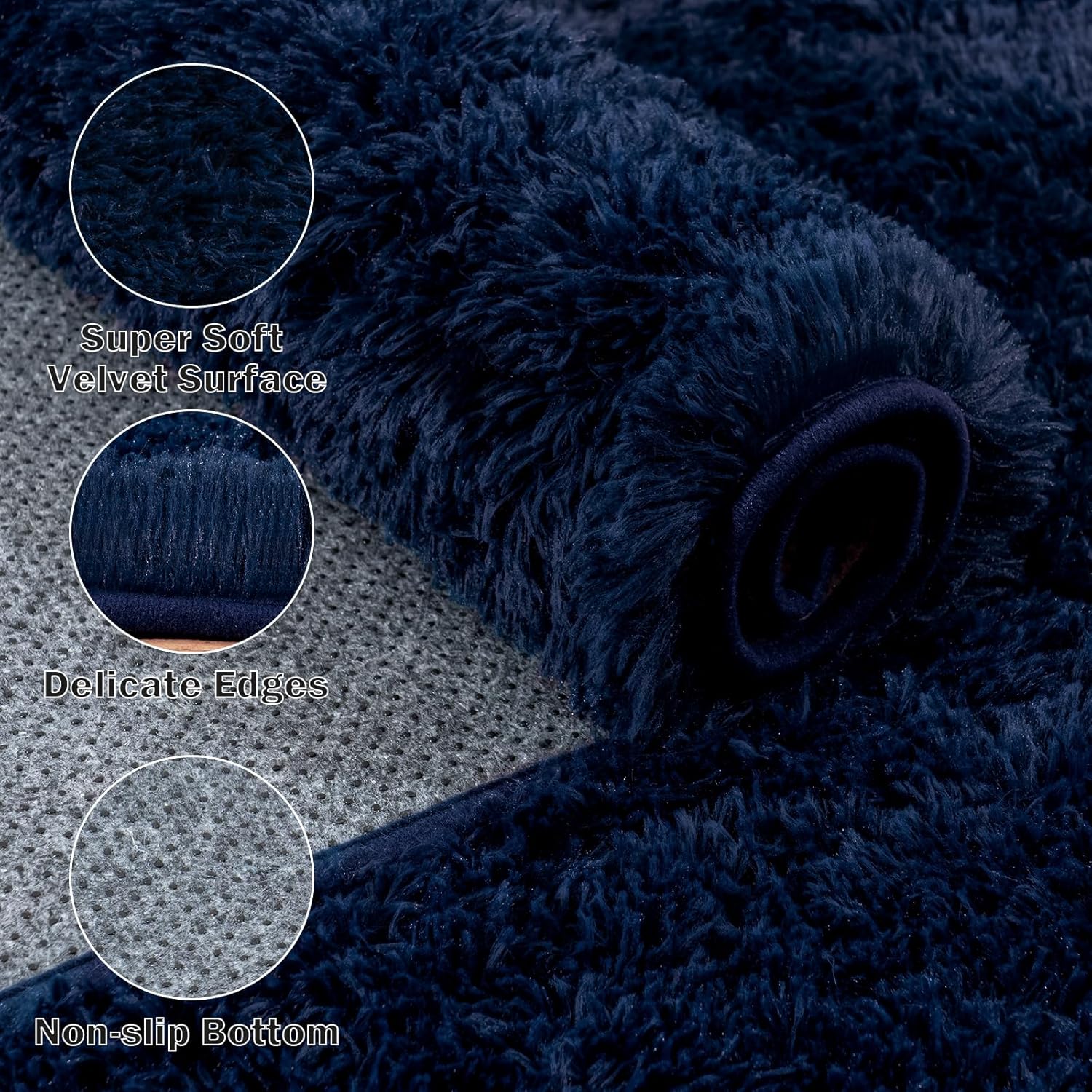 Large Area Rugs for Living Room Bedroom, Dark ? Navy Blue Fluffy Shag Rug, Ultra Soft Shaggy Plush Fuzzy Modern Indoor Throw Floor Carpet for Kids Girls Boys Dorm Nursery Home Decor Aesthetic